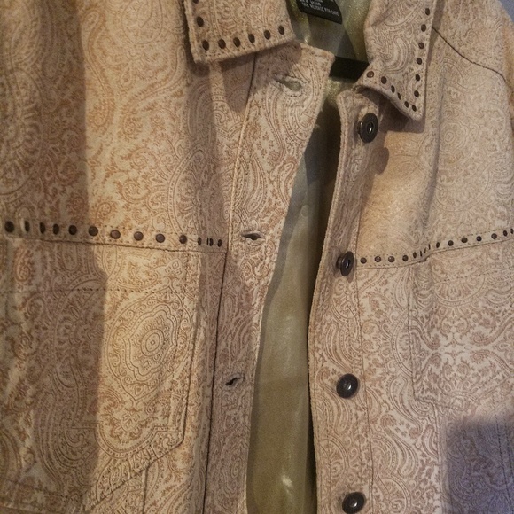 C Concept 100% RealLeather Shell Pink Paisley Coat - Picture 2 of 8